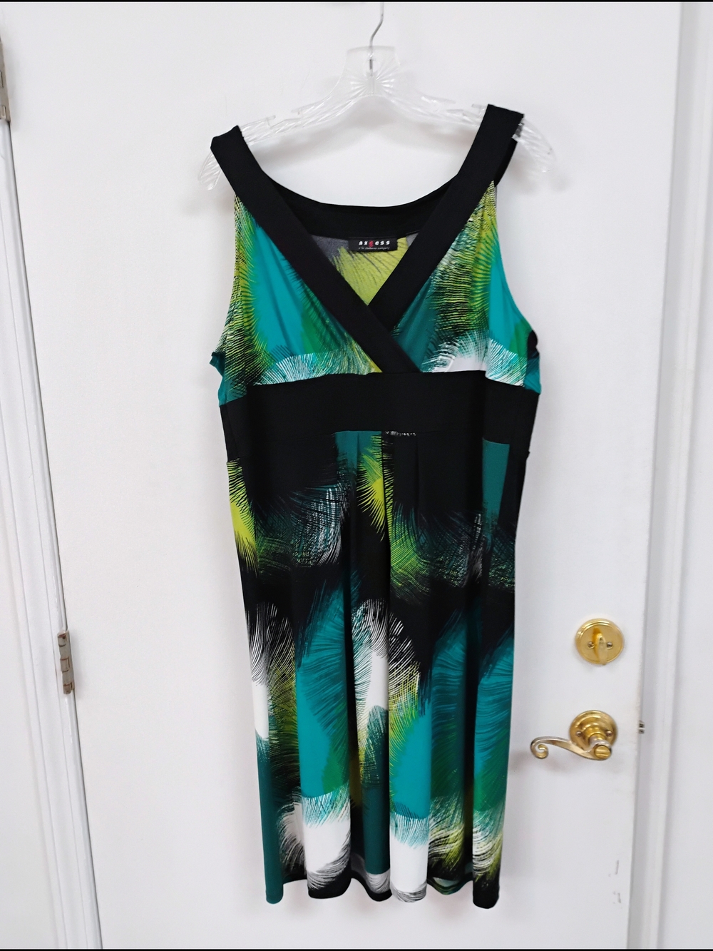 Axcess Liz Claiborne Teal Black Empire Waist Dress XL